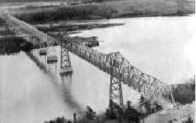 Aerial view of Rip Van Winkle Bridge in 1935
